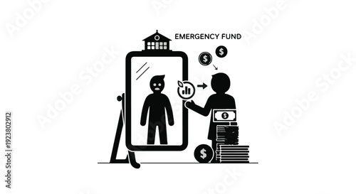 Saving money for emergency fund concept