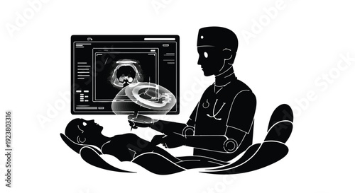 doctor performing ultrasound scan on patient