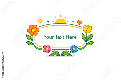 Spring inspiration quote background modern decorative badge with floral elements and subtle geometry, designed to highlight short motivational text and