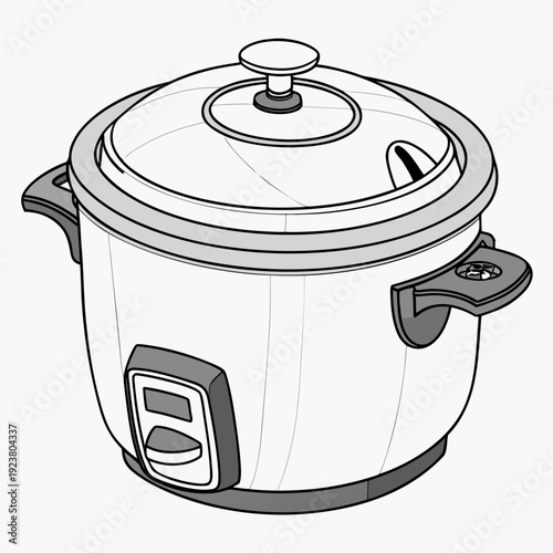 Stainless steel rice cooker with lid and handles kitchen appliance