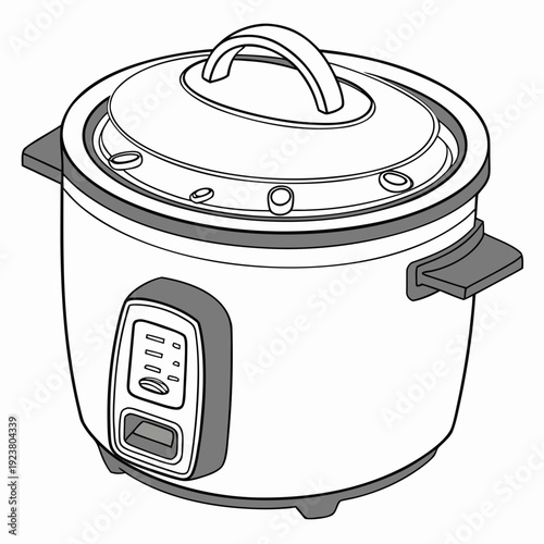 Ultra realistic depiction of a compact electric rice cooker