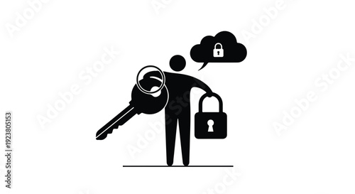 person holding key and padlock with cloud security concept