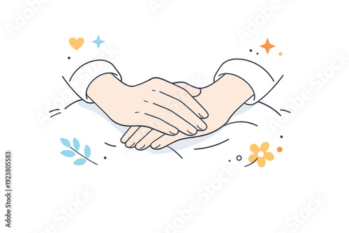 Hands idle close-ups. Hands folded gently in a lap, relaxed posture, soft natural balance. Waiting moment, peaceful body language, quiet time