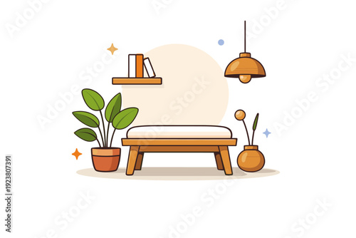 Wooden accents enhancing modern interiors with a simple furniture detail and warm wood texture paired with clean architectural lines. A calm