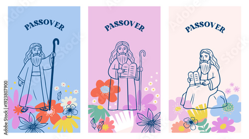 Happy Passover floral background, banner and poster design. Geometrical modern minimalist concept illustration