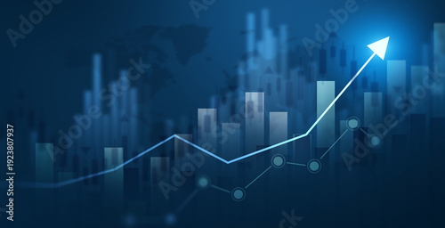  Stock market investment trading graph growth.Investment finance chart,stock market business and exchange financial growth graph.
