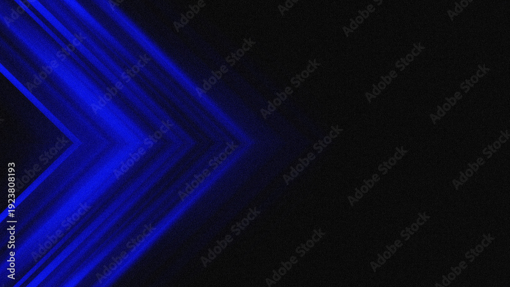 Fototapeta premium Abstract background of dynamic blue chevron shaped lines pattern with retro futuristic grain texture