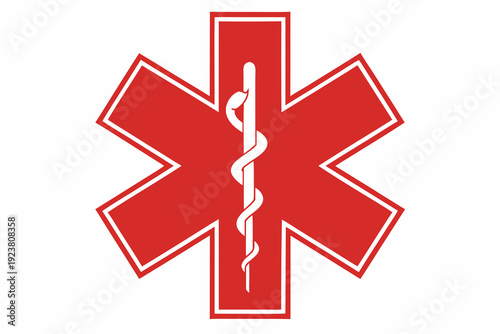 Star of life emblem with a caduceus symbol in the center