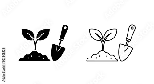 Labor day gardening tools and plant growth illustration Vector