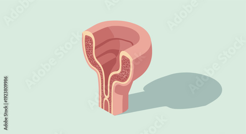 A simple, clean illustration of the colon in section. Ideal for use in medical publications, educational materials, or healthcare marketing. Shows internal structure.