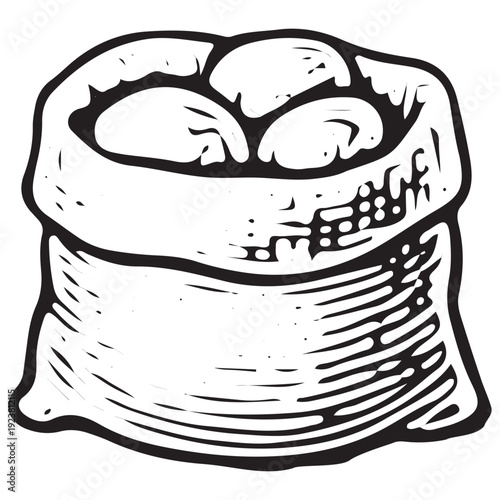 Rustic Sack Potatoes Farm Harvest Illustration