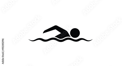 A swimmer in motion depicted as a striking black silhouette