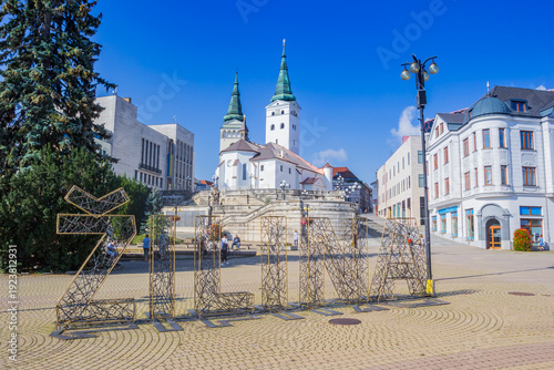 Letters forming the name of the city on the square in Zilina, Slovakia