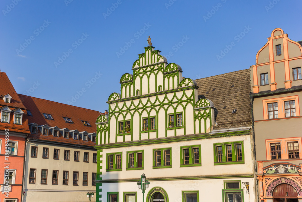 Fototapeta premium Decorated facade of the tourist information in Weimar, Germany