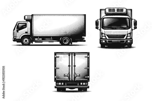 Cargo truck refrigerated delivery truck. A refrigerated cargo truck with insulated box body and cooling unit mounted above the cab presented