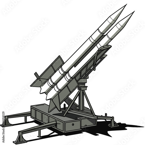Gray of a ground based missile launcher with two missiles