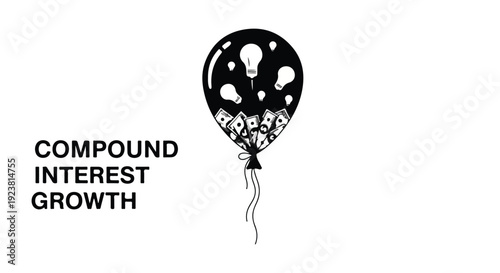 Compound interest growth concept with balloon