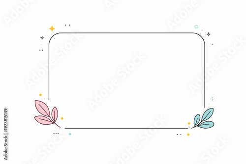 Simple frames. A clean rectangular frame with rounded corners centered on the canvas, leaving generous white space inside. Calm, modern composition suitable