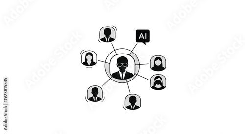 AI network concept with connected people icons