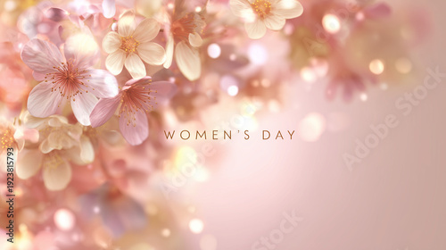 Elegant Women’s Day Floral Background with Soft Pink Blossoms 
