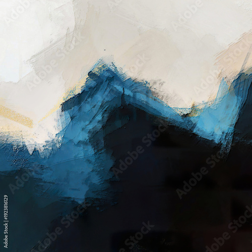 Cuadro en lienzo harmonious blend of aqua blue sea yellow and soft gray beige to white brush and