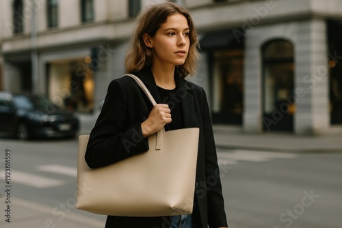 Woman city fashion tote bag