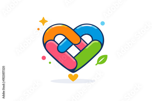 Forging meaningful connections with others illustrated through interlocking shapes forming a heart-like structure, conveying belonging,