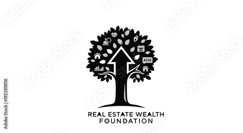 real estate logo tree with house and leaves