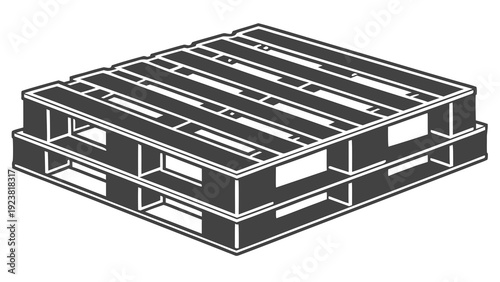 A black and white vector graphic illustration of a wooden pallet