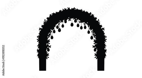 black silhouette of blooming floral archway entrance