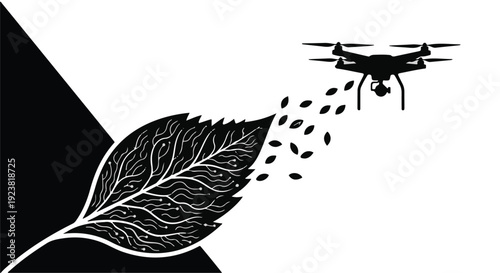 Drone dispersing seeds from leaf eco friendly technology