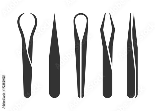Tweezers Tool Vector Icon Set