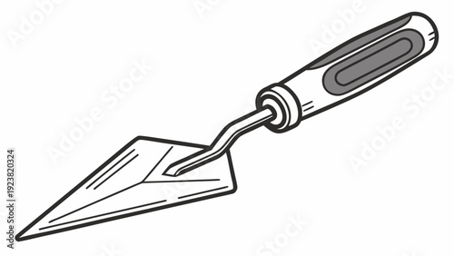 A vector graphic illustration of a trowel with a handle and blade