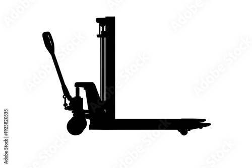 Industrial Pallet Lifter Silhouette: A sleek silhouette of a pallet lifter, a symbol of efficiency and precision in material handling, is poised to lift a pallet.