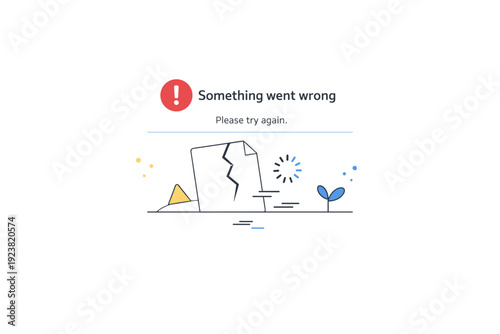 Error messages aesthetics. A floating UI card displays a clean error state with red icon, minimal message text, and a calm visual pause?like
