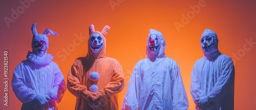 Ghostly gatherings: unveiling the spooky essence of halloween events. High contrast. Twilight frights: halloween party with themed decorations and enthusiasts. Trendy visuals. Cinematic glow.