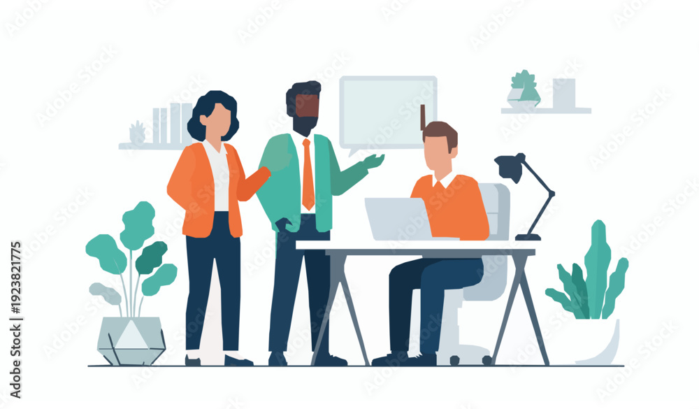 Obraz premium Business team working together in office flat vector