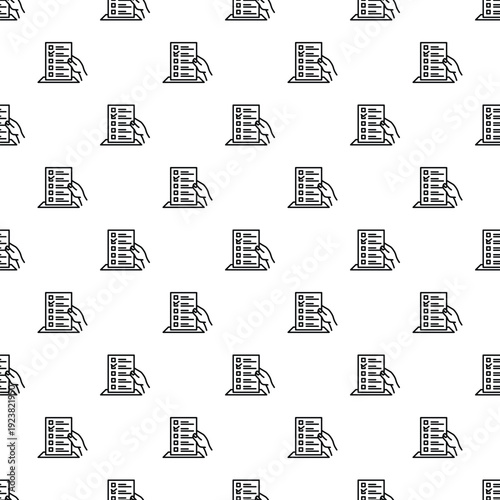 Hand inserting voted ballot paper into a drop box, forming a seamless pattern
