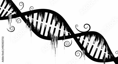 Abstract DNA helix with a distressed, melting effect, symbolizing genetic decay or mutation.