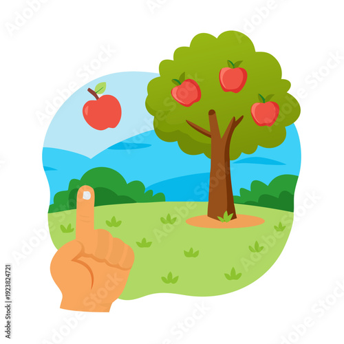 Finger apple tree in agriculture the cartoon