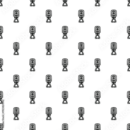 Polynesian tiki idol pattern repeating seamless texture black and white