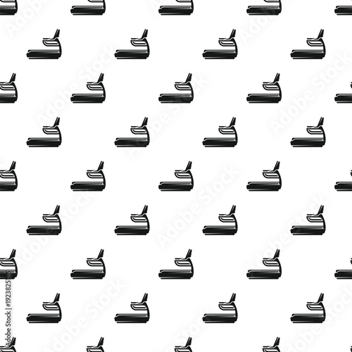Treadmill exercise machine forming a repeated seamless pattern on a clean white background