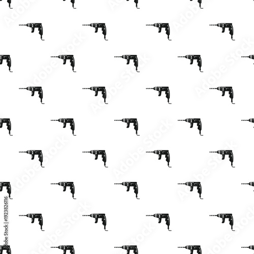 Repeated electric drill tools forming a repetitive pattern on a white background