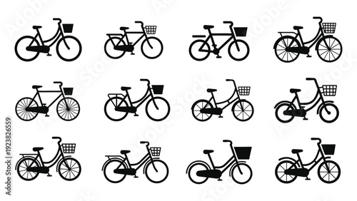 bicycle with a basket icon silhouette vector illustration isolated
