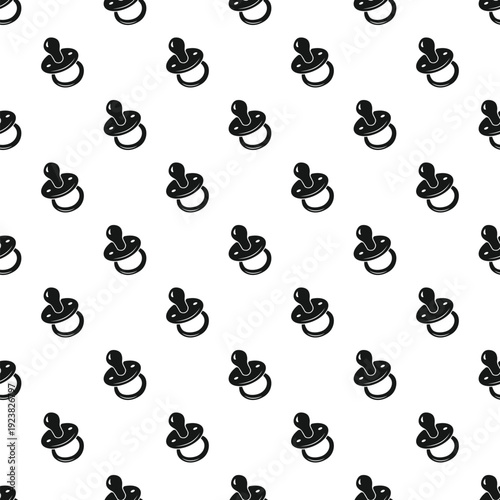 Black pacifier icons creating a repetitive pattern on a white background