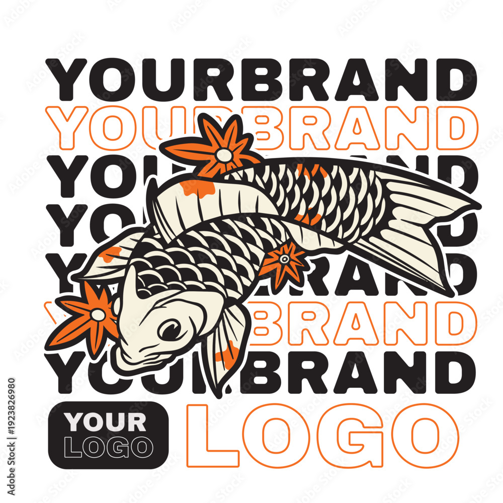 Obraz premium Fish koi logo and symbol vector image