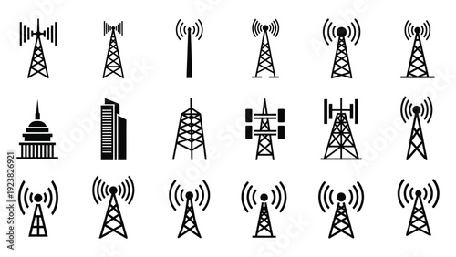 Cell towers icon silhouette vector illustration isolated