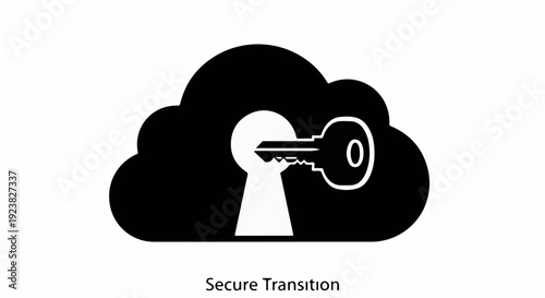Secure cloud access granted with a key and keyhole symbol