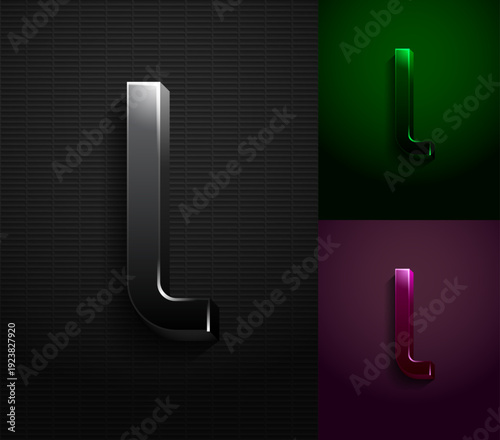 3d dark letter L, condensed gloomy alphabet, vector illustration 10eps.