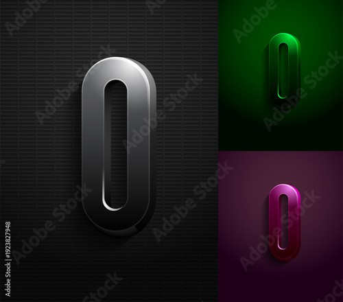 3d dark letter O, condensed gloomy alphabet, vector illustration 10eps.